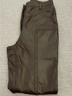 Vintage Together Leather Pants With Exposed Stitching - Size 8